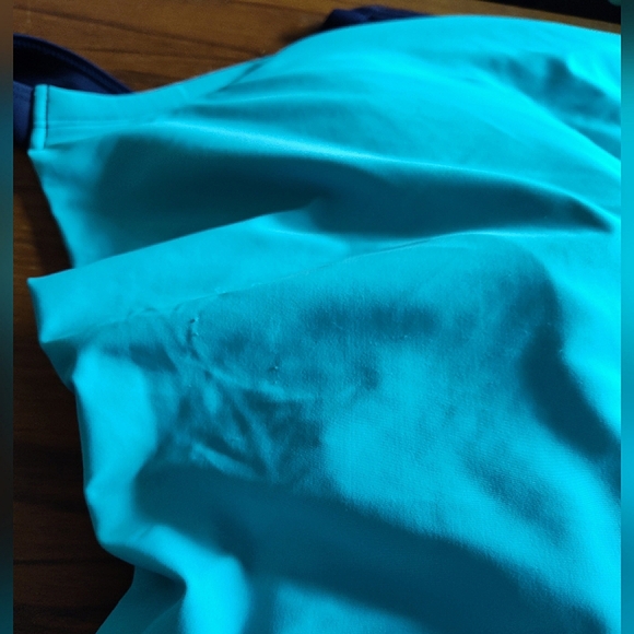 Swimsuits for All Turquoise and Blue Cowl Neck Tankini Swim Top- Size 46DDD - Picture 11 of 11